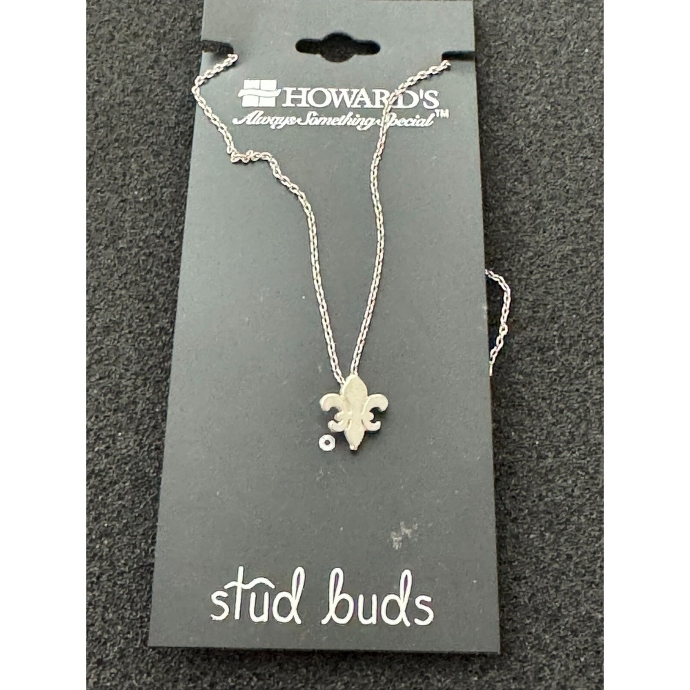 Fleur-de-lis Pendant Necklace Silver Tone by Howard's Stud Buds